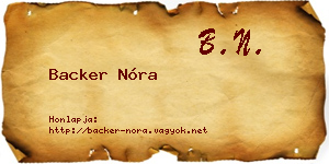 Backer Nóra névjegykártya
